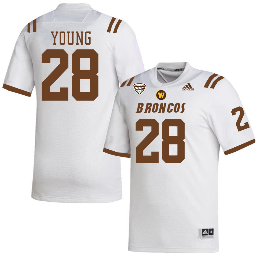 #28 Jameson Young Western Michigan Broncos College Football Jerseys Stitched-White